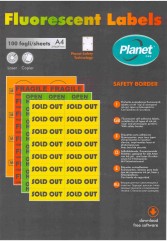 Бумага "PLANET" самокл флуоресцентные. универ./наклейки А4/20л (210х297)/1ч КРАСНЫЕ